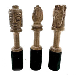 Drevená Palička - 14 cm - Vyrezávaný Budha