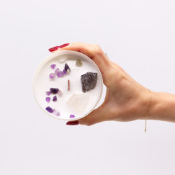 Čakrové Sviečky s Drahými Kameňmi - Korunná Čakra