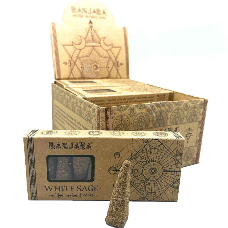 12x Banjara Vykurovacie Pyramídové Kužele - Biela Šalvia