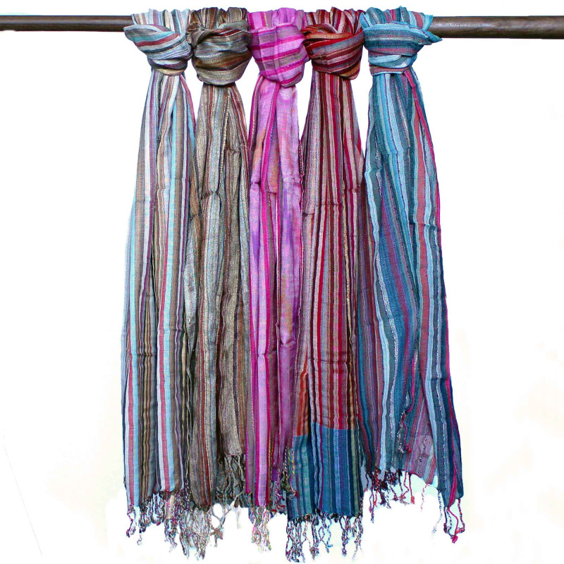 10x Indické Boho Šatky - 50x180cm - Odtiene Modrej