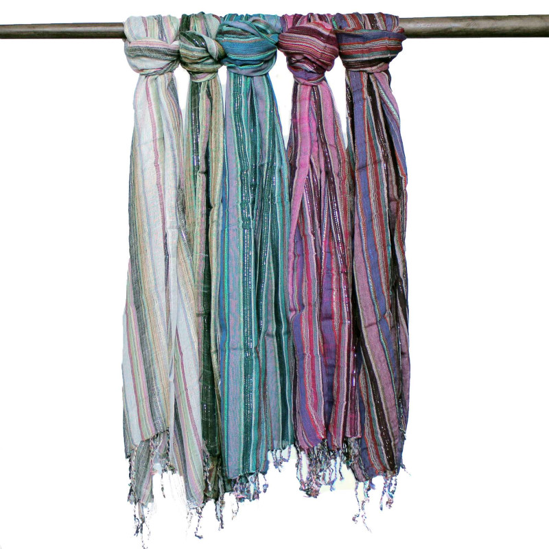 10x Indické Boho Šatky - 50x180cm - Rôzne Farby so Zlatou Niťou