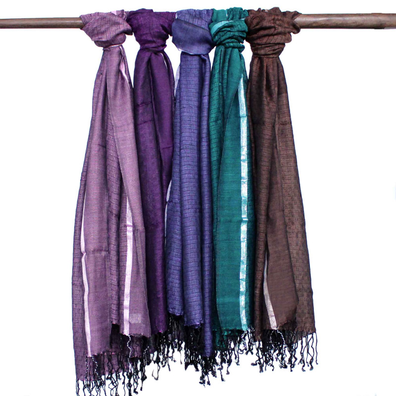 10x Veľké Indické Boho Šatky - 75x180cm - Rôzne Farby so Zlatou Niťou