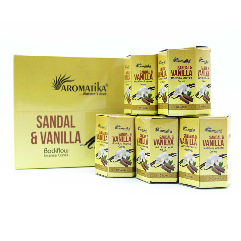 12x Balenie 10 kusov Masala Vonných Kužeľov Tečúci Dym - Santalové dre