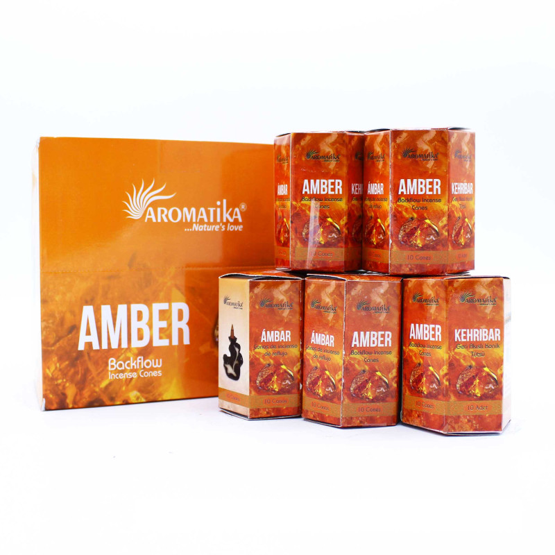 12x Balenie 10 kusov Masala Vonných Kužeľov Tečúci Dym - Jantár