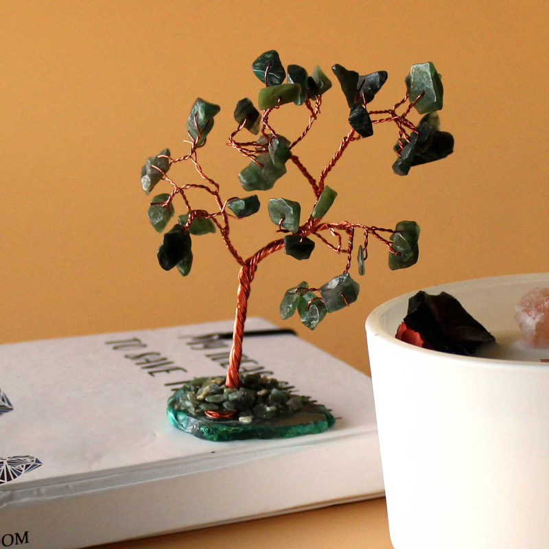 Stromček s Drahými Kameňmi - Zelený Avanturín - Podstavec zo Zeleného 