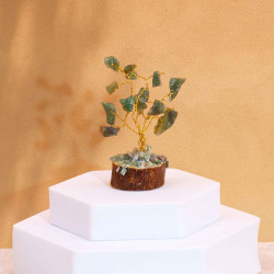 12x Mini Stromčeky z Drahých Kameňov na Drevenej Základni - Zelený Ava