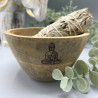 4x Drevená Rituálna Miska na Vykurovacie Zväzky - Budha - 12x7cm