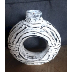 Okrúhla Váza v Tvare Donutu - Krémová 18 cm