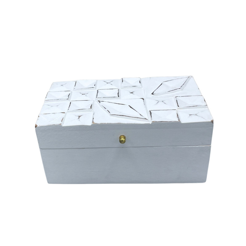 Vintage Deco - Viacúčelová Krabička - 22x12x10cm - Biele Diamanty