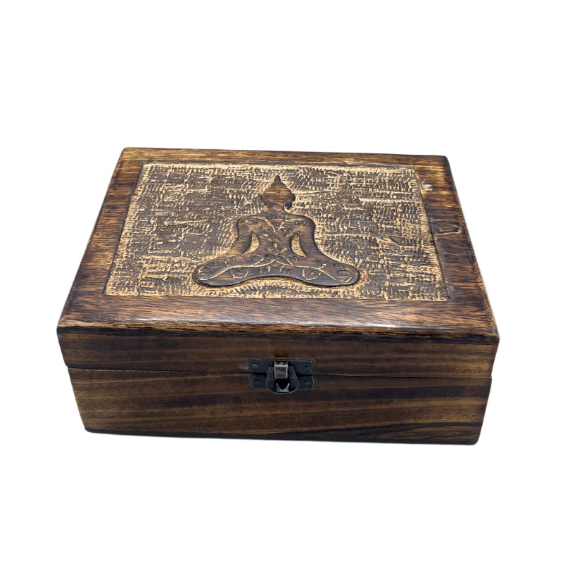 Veľká Drevená Spomienková Krabička 20x15x7.5cm - Budha