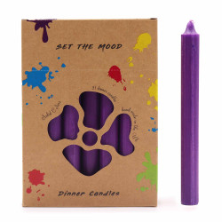 Súprava Celofarebných Sviečok – 21 ks – Rustikálna Fialová