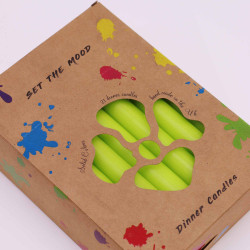 Súprava Celofarebných Sviečok – 21 ks – Rustikálna Limetkovo-Zelená