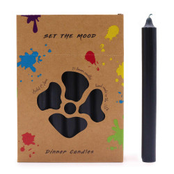 Súprava Celofarebných Sviečok – 21 ks – Rustikálna Čierna