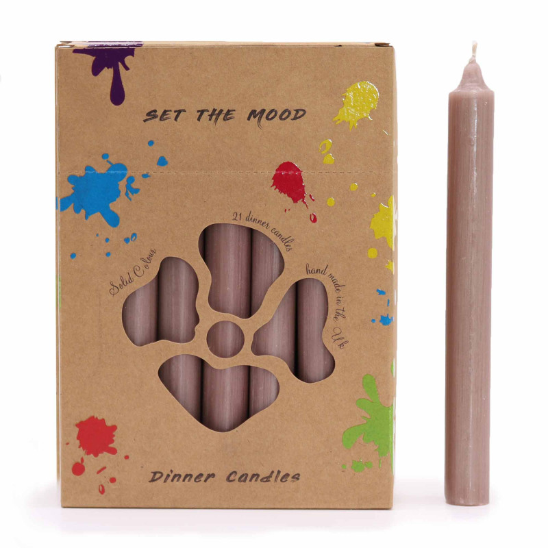 Súprava Celofarebných Sviečok – 21 ks – Taupe