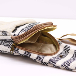 Prírodná Bavlnená Crossová Taška - Čierna a Biela