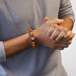 3x Náramok Korunnej Čakry z Cédrového Dreva s Čírym Kremeňom