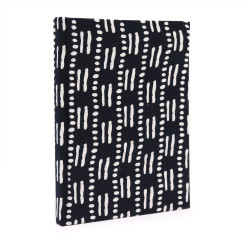 Bavlnené Zápisníky 20x15cm - 96 Strán - Čierne Bodky a Čiarky