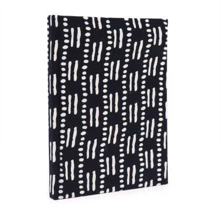 Bavlnené Zápisníky 20x15cm - 96 Strán - Čierne Bodky a Čiarky