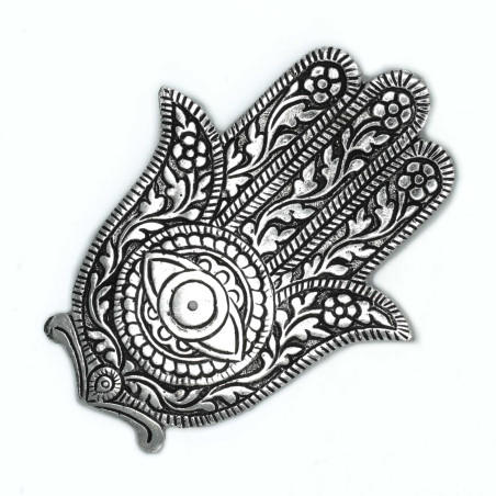 6x Stojan na Vonné Tyčinky Hamsa z Lešteného Hliníka, 14 cm