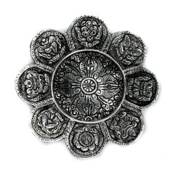 6x Stojan na Vonné Tyčinky z Lešteného Hliníka s Tibetskými Symbolmi, 