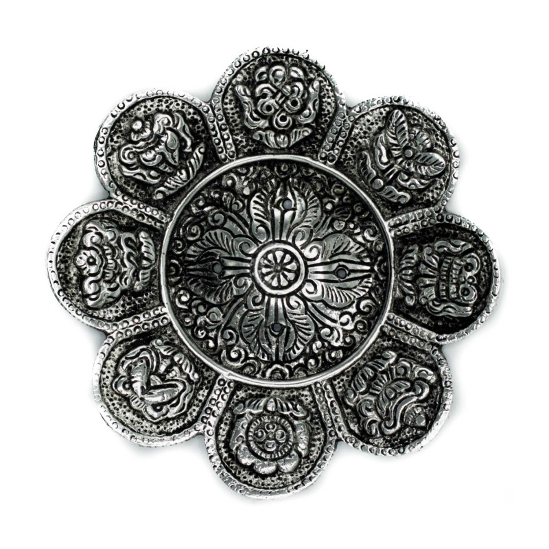 6x Stojan na Vonné Tyčinky z Lešteného Hliníka s Tibetskými Symbolmi, 