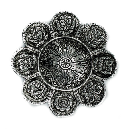 6x Stojan na Vonné Tyčinky z Lešteného Hliníka s Tibetskými Symbolmi, 