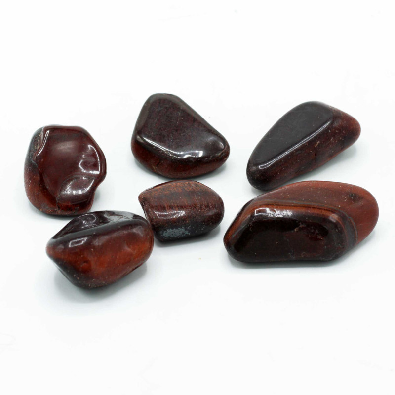6x Veľké Africké Kamene - Tigrie Oko – Červený – Veľkosť 8 – 30 mm (KG