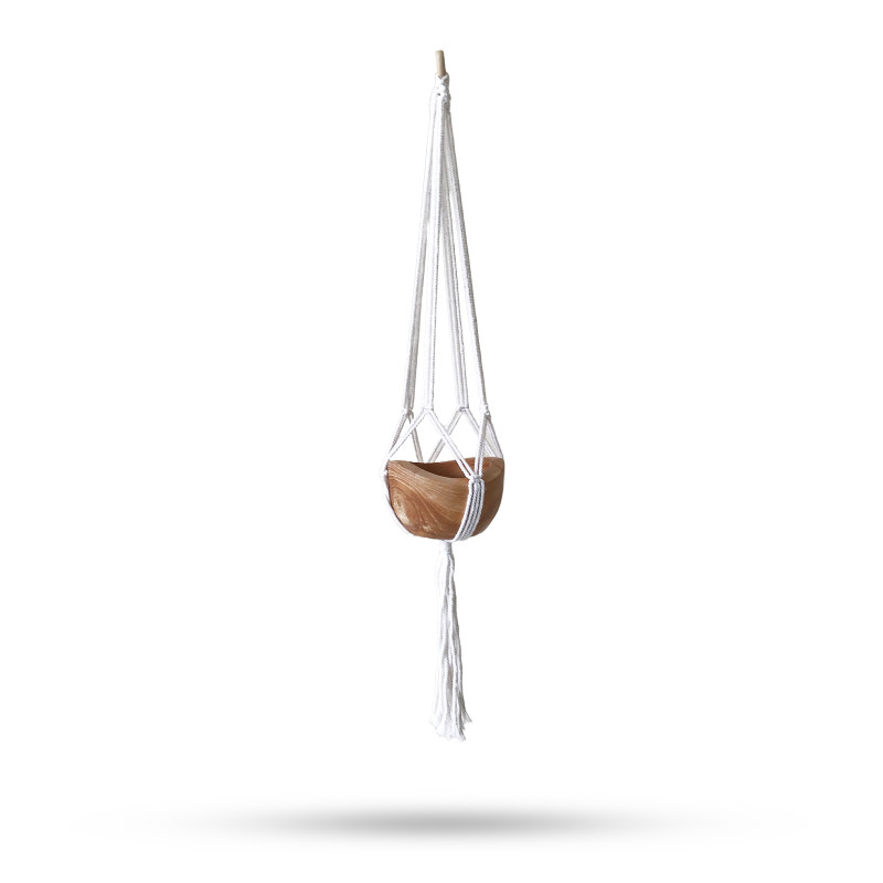Macramé Závesný Držiak na Kvetináč - Prírodný Veľký