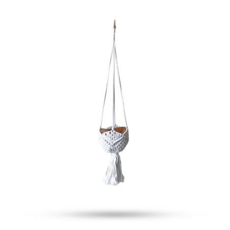 Macramé Ozdobný Závesný Držiak na Kvetináč - Prírodný