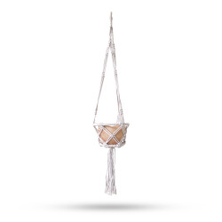 Macramé Závesný Držiak na Kvetináč Obručový - Prírodný - 16cm Obruč