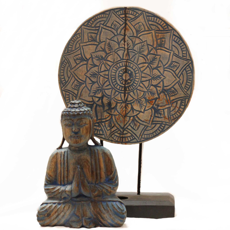 Budha Feng Shui Set - Kvetinová Mandala - Modry - Poškodený