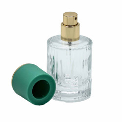 12x Okrúhla Rebrovaná Sprejová Fľaša s Uzáverom 30ml - Modrozelená