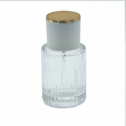 12x Okrúhla Rebrovaná Sprejová Fľaša s Uzáverom 30ml - Biela