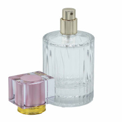 8x Okrúhla Rebrovaná Sprejová Fľaša s Uzáverom 50ml - Ružová