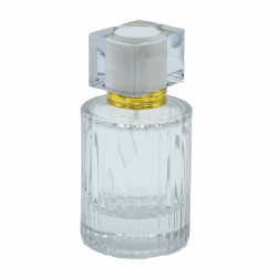 8x Okrúhla Rebrovaná Sprejová Fľaša s Uzáverom 50ml - Biela