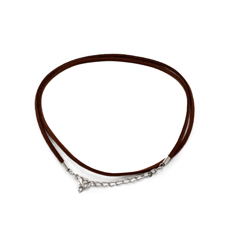 100x Balíček Šnúrok z Umelého Semišu so Zapínaním - 2.5mm x 55cm Tmavo