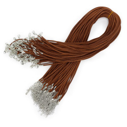 100x Balíček Šnúrok z Umelého Semišu so Zapínaním - 2.5mm x 55cm Tmavo