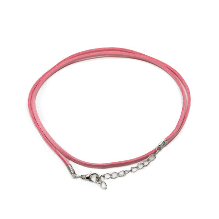 100x Balíček Šnúrok z Umelého Semišu so Zapínaním - 2.5mm x 55cm - Ruž