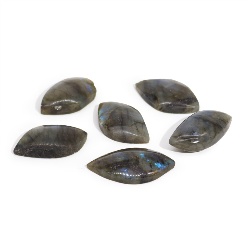 6x Madagaskarské Labradoritové Listové Kamene (cca 13-20g 40-50mm)