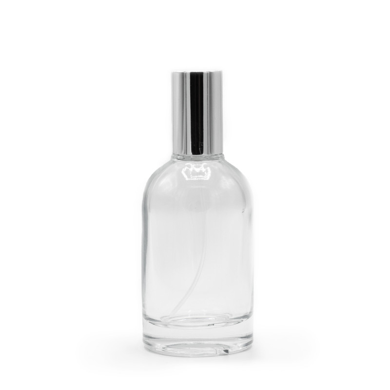 6x 50 ml Okrúhla Hrubá Fľaška, Strieborný Sprej a Uzáver