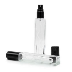 10x 10 ml štvorcová Vysoká Tenká Fľaška, Čierny Sprej a Uzáver