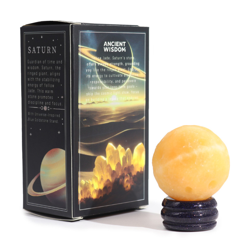 Žltý Nefrit na Solárnom Stojane zo Zlatého Kameňa - Saturn 40mm