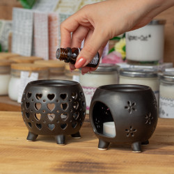 3x Aroma Lampa Nádoba na Nožickách - Kvetiny - Matná Čierna