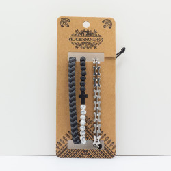 4x Prémiové Pánske Súpravy Náramkov – Biele a Čierne (rôzne)