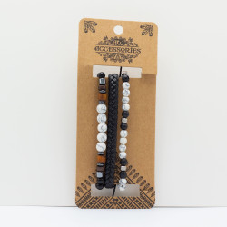 4x Prémiové Pánske Súpravy Náramkov – Biele a Čierne (rôzne)