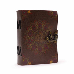Kožený Zápisník " Lotos Mandala" s Okrajom (12.5cmX17.5cm)
