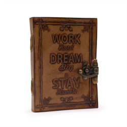 Kožený Zápisník – Obyčajný Papier – Work & Dream Big (12.5cmX17.5cm) –