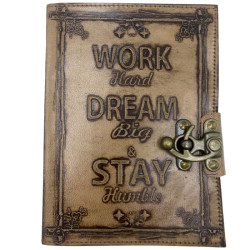 Kožený Zápisník – Obyčajný Papier – Work & Dream Big (12.5cmX17.5cm) –