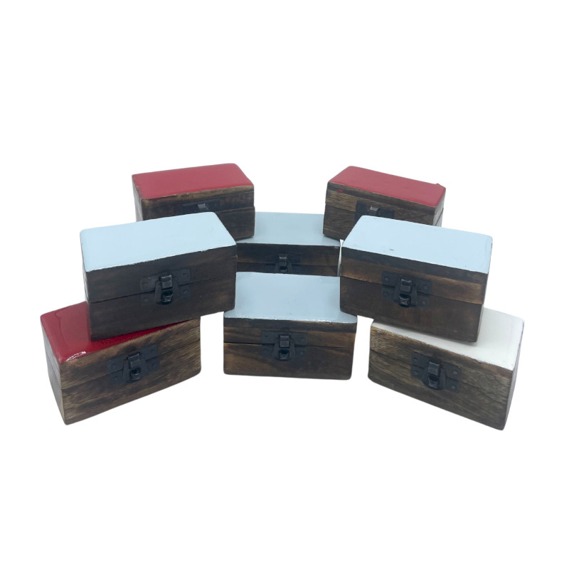 10x Drevená Krabička na Tabletky, 9 x 5 x 4 cm, Keramické Farby, Rôzne