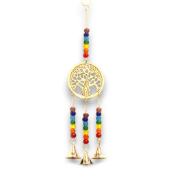 4x Indická Zvonkohra - Mosadzný Strom Života s Čakrovými Korálkami - 3